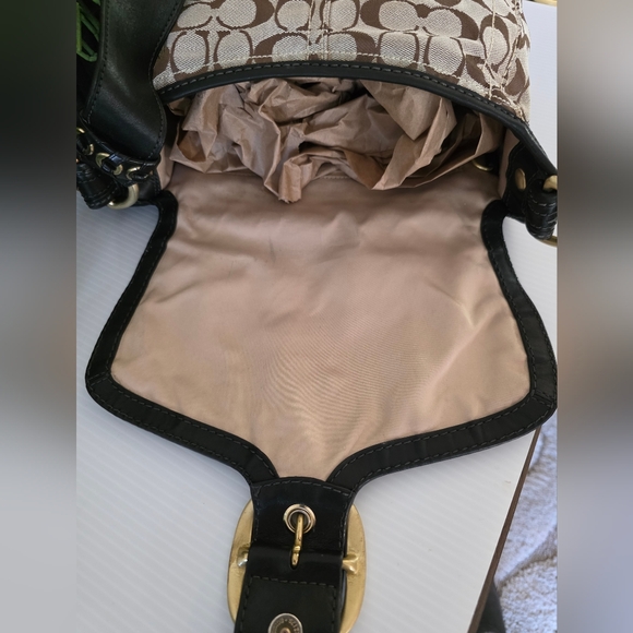 Y2K Coach Bleeker Signature Jacquard Crossbody Black Leather Guitar Strap - Picture 13 of 16